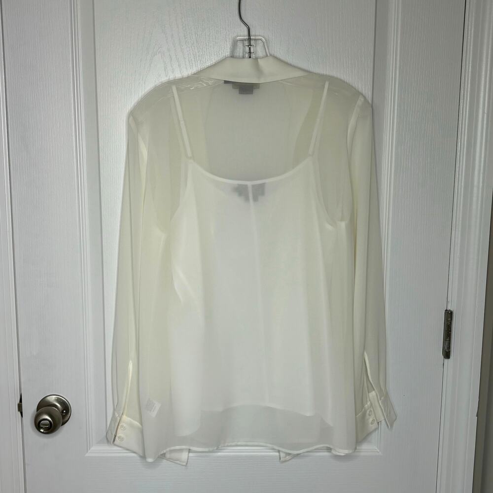 Pendleton Wms 8 Ls Sheer Cream Button Up Blouse &… - image 2